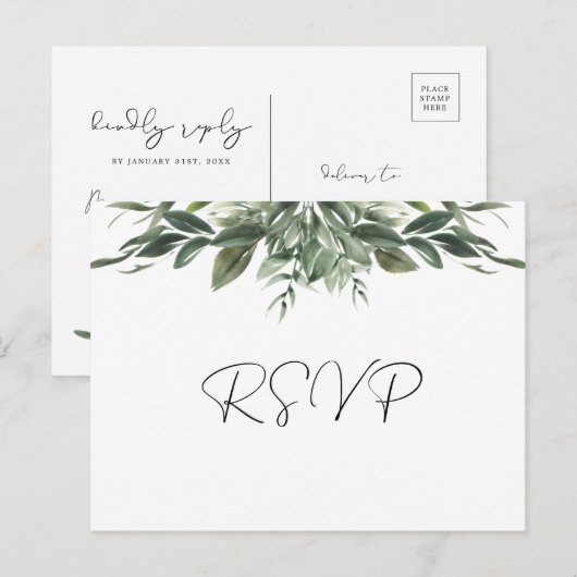 Foliage Leaf RSVP Briefkaart (Voorkant / Achterkant)