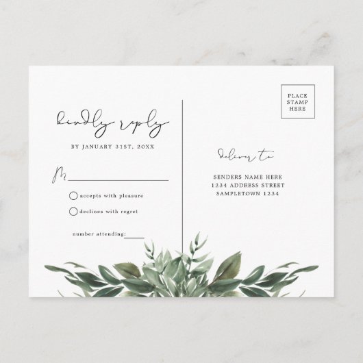 Foliage Leaf RSVP Briefkaart (Achterkant)