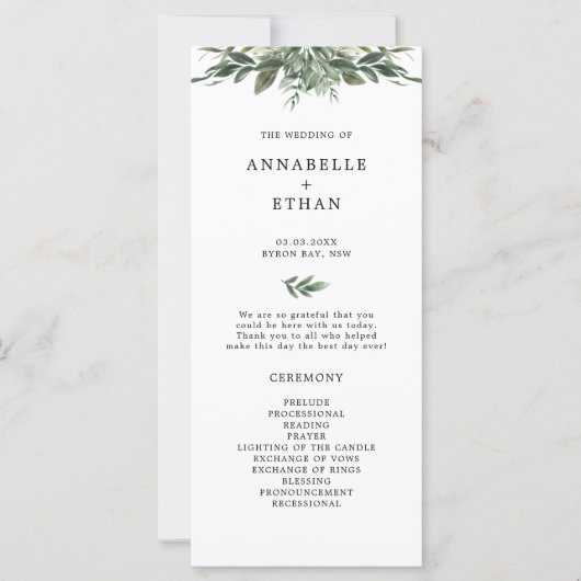 Foliage Leaf Wedding Ceremony Program (Voorkant)
