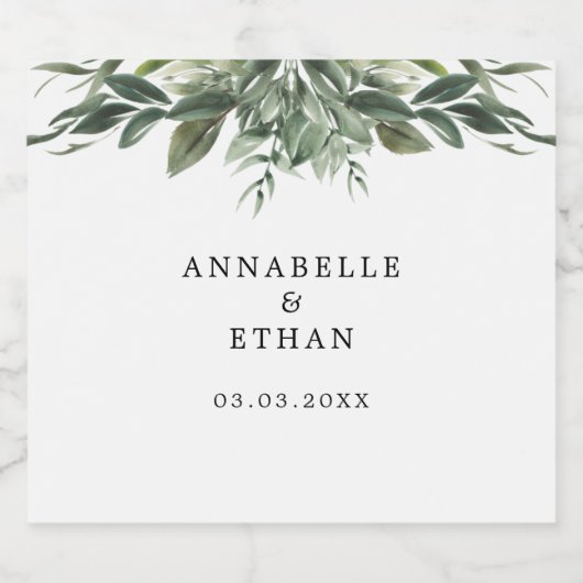 Foliage Leaf Wedding Favor Wine Label Sparkling Wijnetiket (Enkel label)