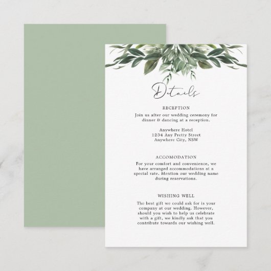 Foliage lef-afsluitkaart informatiekaartje (Voorkant / Achterkant)