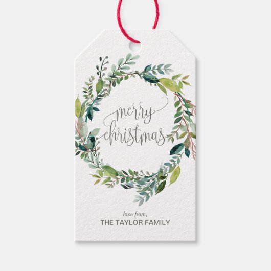 Foliage Merry kerst Cadeaulabel (Voorkant)