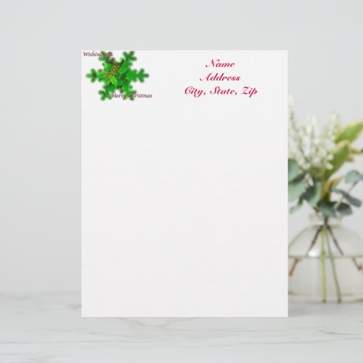 Foliage Merry kerstbriefterhead Persoonlijk Briefhoofd (Staand voorkant)