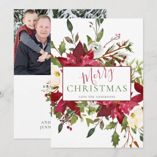 Foliage Merry kerstfoto Foto Feestdagenkaart (Voorkant / Achterkant)