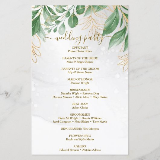 Foliage-minimalisprogramma voor bruiloft (Achterkant)