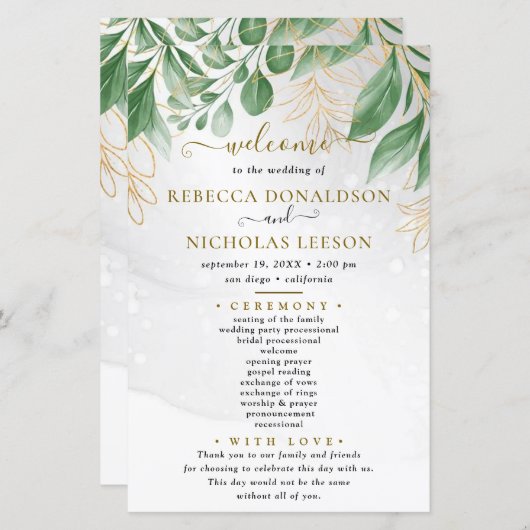 Foliage-minimalisprogramma voor bruiloft (Voorkant / Achterkant)