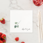 Foliage Modern Script Names Wedding Napkins Servet (Insitu)
