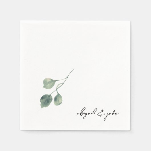 Foliage Modern Script Names Wedding Napkins Servet (Voorkant)