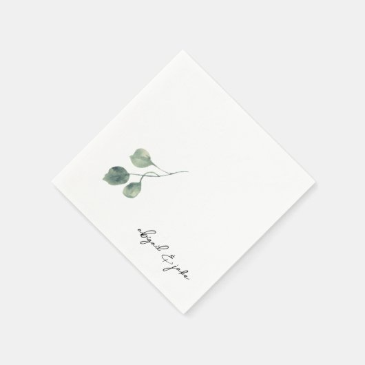 Foliage Modern Script Names Wedding Napkins Servet (Hoek)