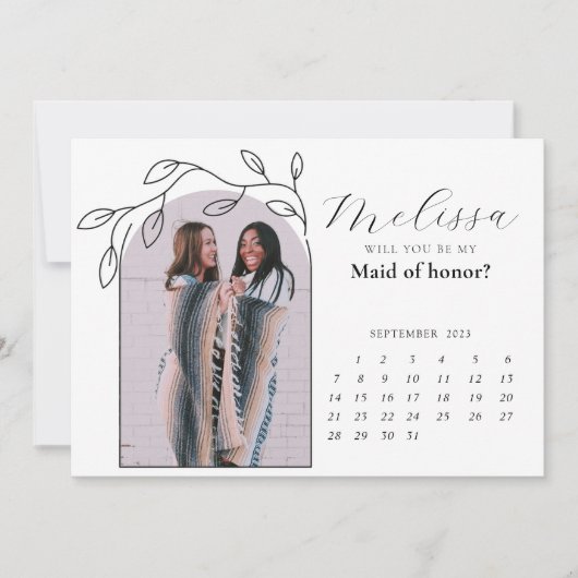 Foliage Moderne Arch Bridesmaid proposal Kaart (Voorkant)