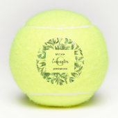 Foliage Monogram Huwelijkscadeau Namen Custom Tennisballen (Voorkant)