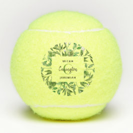 Foliage Monogram Huwelijkscadeau Namen Custom Tennisballen