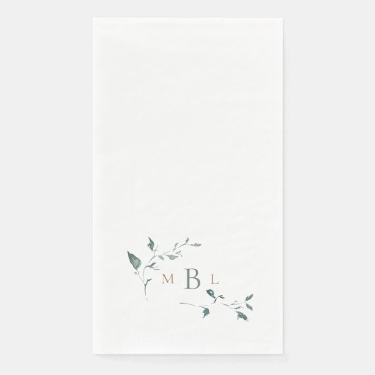 Foliage Monogram Wit Elegant Huwelijk Servet (Voorkant)