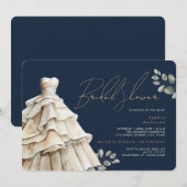 Foliage Navy Beige Trouwjurk Vrijgezellenfeest Kaart (Voorkant / Achterkant)