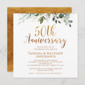 Foliage Nepgoud Calligrafie 50ste verjaardag Kaart (Voorkant / Achterkant)
