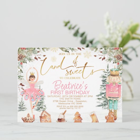 Foliage Nutkraker Sugar Plum Fairy Birthday Kaart (Staand voorkant)