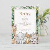 Foliage Oerwoud Dierlijk Baby shower Kaart (Staand voorkant)
