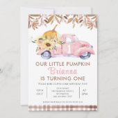 Foliage Pink Little Pumpkin 1st Birthday Kaart (Voorkant)