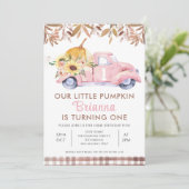 Foliage Pink Little Pumpkin 1st Birthday Kaart (Staand voorkant)