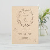 Foliage Rustic Paper Wedding Kaart (Staand voorkant)