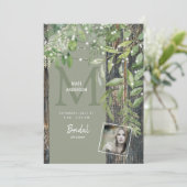 Foliage Rustic Photo Sage Lights Vrijgezellenfeest Kaart (Staand voorkant)