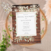 Foliage Rustic Wood String Lights Bridal Tea Party Kaart