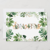 Foliage Safari Animals Word Baby shower Uitnodigin Kaart (Achterkant)