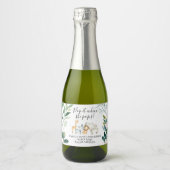 Foliage Safari Baby shower Pop It Sparkling Wijnetiket (Voorkant)