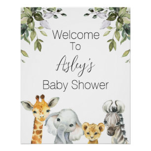 Foliage Safari Baby shower Welkom Poster