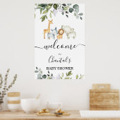 Foliage Safari Baby shower Welkomstteken Poster (Keuken)