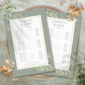 Foliage Sage Green 2 Sided Service Menu Prijslijst