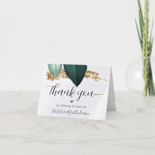 Foliage Script Vrijgezellenfeest Hartelijk dank Bedankkaart (Voorkant)