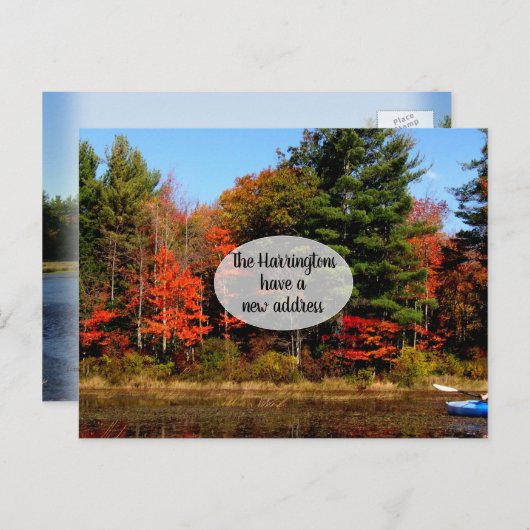 Foliage Season Lake New Address Custom Briefkaart (Voorkant / Achterkant)