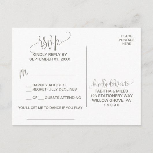 Foliage Song Request RSVP Briefkaart (Achterkant)