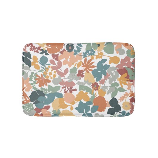 Foliage Teal Sage Mustard Terracotta Orange Badmat (Voorkant)