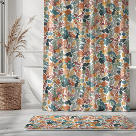 Foliage Teal Sage Terracotta Orange White Douchegordijn