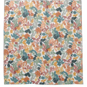 Foliage Teal Sage Terracotta Orange White Douchegordijn (Voorkant)