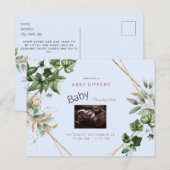 Foliage Ultrasound Gold en Blue Baby shower per ma Uitnodiging Briefkaart (Voorkant / Achterkant)