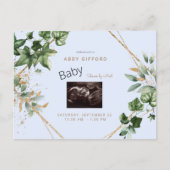 Foliage Ultrasound Gold en Blue Baby shower per ma Uitnodiging Briefkaart (Voorkant)