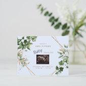 Foliage Ultrasound Gold en Blue Baby shower per ma Uitnodiging Briefkaart (Staand voorkant)