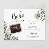 Foliage Ultrasound Neutraal Herfst Baby shower Uitnodiging Briefkaart (Voorkant)