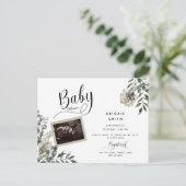 Foliage Ultrasound Neutraal Herfst Baby shower Uitnodiging Briefkaart (Staand voorkant)