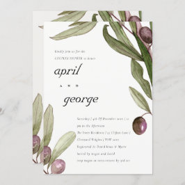 FOLIAGE WATERVERF FOLIAGE COUPLES SHOWER INVITE BEDANKKAART