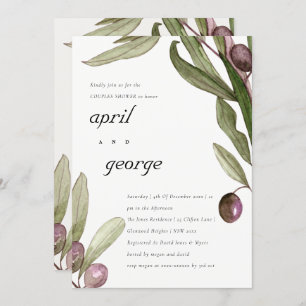 FOLIAGE WATERVERF FOLIAGE COUPLES SHOWER INVITE BEDANKKAART