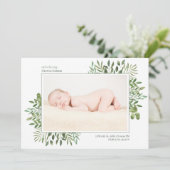 Foliage Waterverf Foto Collage Newborn Birth Aankondiging (Staand voorkant)