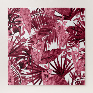 Foliage Waterverf Paarse, Bloemen naadloos. Legpuzzel