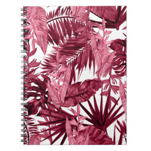 Foliage Waterverf Paarse, Bloemen naadloos. Notitieboek