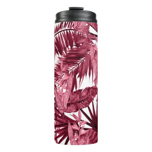 Foliage Waterverf Paarse, Bloemen naadloos. Thermosbeker (Voorkant)