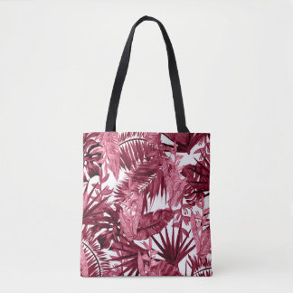 Foliage Waterverf Paarse, Bloemen naadloos. Tote Bag