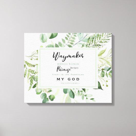 Foliage Waymaker Promise Keeper Tekst Christelijk Canvas Afdruk (Voorkant)